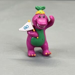 Barney & Friends PVC Figure Holding Go Flag 1993 Cake Topper 3" Toy Vintage 90s